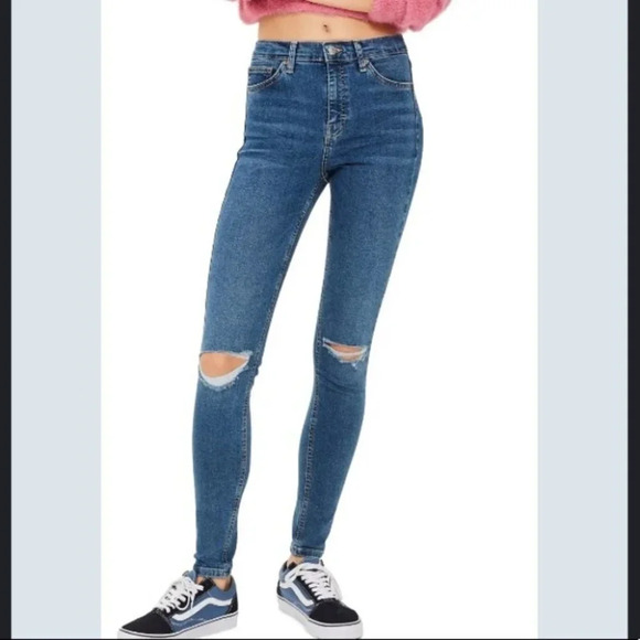 Topshop Jamie High Waist Ripped Skinny  Jeans - Picture 1 of 16